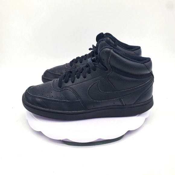Nike Shoe Men's 8 Court Vision CD5466-002 Triple Black Mid Training Sneakers - Picture 1 of 8